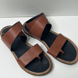 Vince Whiskey Brown Leather Mailin Wrap Strappy Sandals